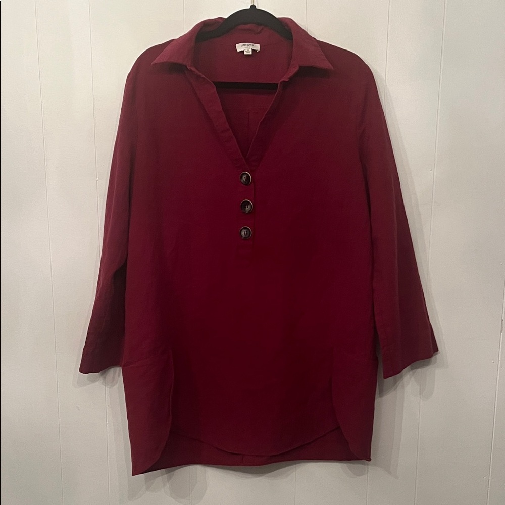 Umgee Deep Burgundy Button-Front Tunic